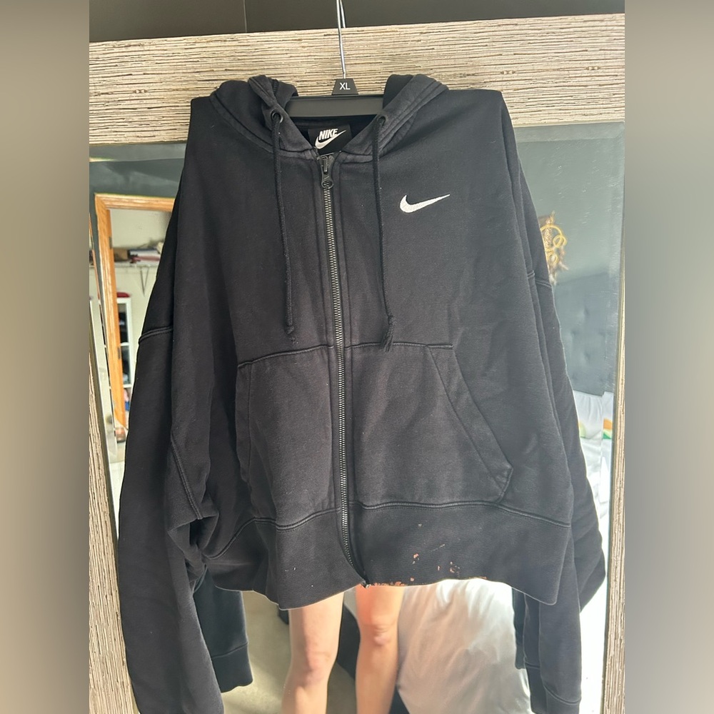 Nike Black Crop Zip Up Hoodie